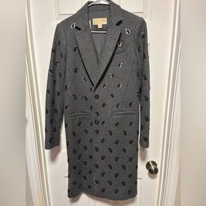 Michael Kors Charcoal Paisley Beaded Coat